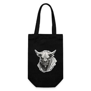 Stier / Bulle / Tier / Hörner / Stierkampf - Geschenkbeutel für Flaschen - Schwarz - Vorne
