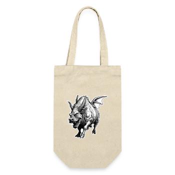 Stier / Bulle / Tier / Hörner / Stierkampf - Geschenkbeutel für Flaschen - Natur - Vorne