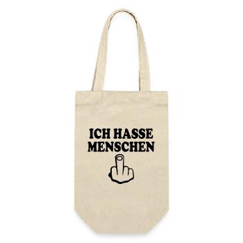 Ich hasse menschen Mittelfinger - Geschenkbeutel für Flaschen - Natur - Vorne