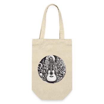 Rock n roll / Gitarre / Musik / Instrument - Geschenkbeutel für Flaschen - Natur - Vorne