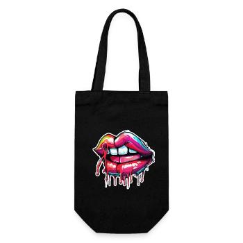 Bouche / Lèvres / Dents / Langue / Sourire / Baiser - Sac à bouteille - noir - Devant