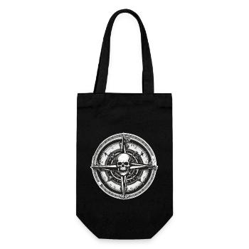 Kompass / Himmelsrichtung / Reisen / Survival - Geschenkbeutel für Flaschen - Schwarz - Vorne