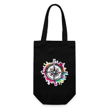 Kompass / Himmelsrichtung / Reisen / Survival - Geschenkbeutel für Flaschen - Schwarz - Vorne