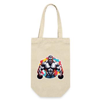 Bodybuilder / Sport / Fitness / Affe / Muskeln - Geschenkbeutel für Flaschen - Natur - Vorne