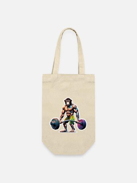 Bodybuilder / Sport / Fitness / Affe / Muskeln - Geschenkbeutel für Flaschen - Natur