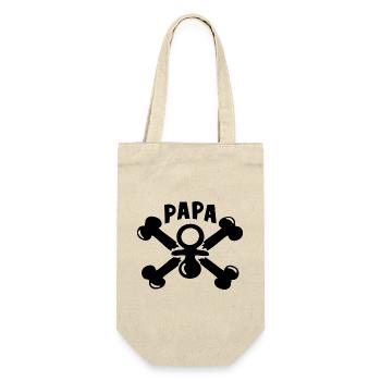 Papa Geburt Pirat Geschenk - Geschenkbeutel für Flaschen - Natur - Vorne