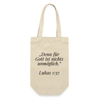 Lukas 1:37 Bibelvers: Für Gott ist nichts unmöglic - Geschenkbeutel für Flaschen - Natur - Vorne
