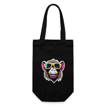 Singe / Animal / Zoo / Babian / Sauvage / Bande dessinée - Sac à bouteille - noir - Devant