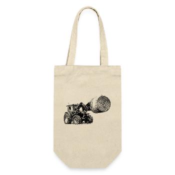 Tractor MFF 4700 M with straw bales - Gift Bag for Bottles - nature - Front
