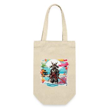 Samurai / Japanisch / Harakiri / Katana / Mann - Geschenkbeutel für Flaschen - Natur - Vorne