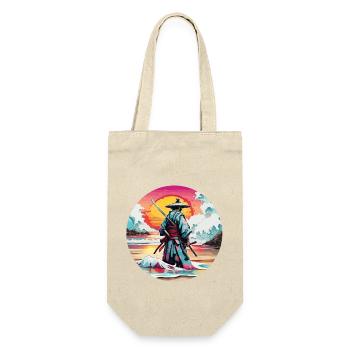 Samurai / Japanisch / Harakiri / Katana / Mann - Geschenkbeutel für Flaschen - Natur - Vorne