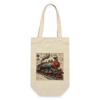 Bauplan / Sepia / Vintage / Retro / Roboter - Geschenkbeutel für Flaschen - Natur - Vorne