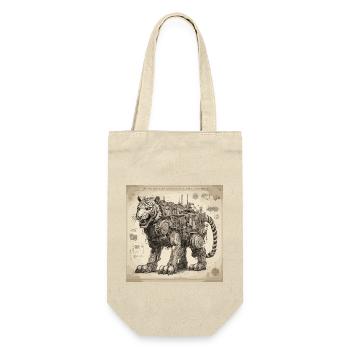 Blueprint / Sepia / Vintage / Retro / Robot - Gift Bag for Bottles - nature - Front