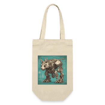 Blueprint / Sepia / Vintage / Retro / Robot - Gift Bag for Bottles - nature - Front