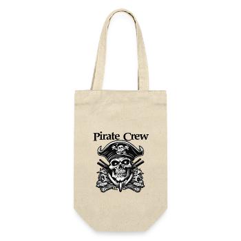 Pirat / Ahoi / Anker / Kapitän / Totenkopf / Rum - Geschenkbeutel für Flaschen - Natur - Vorne