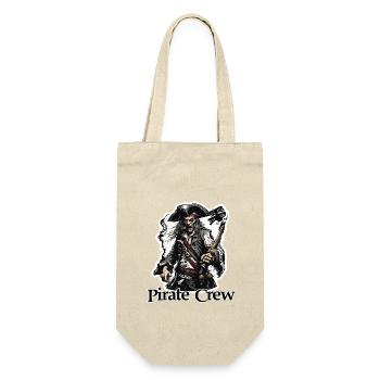 Pirat / Ahoi / Anker / Kapitän / Totenkopf / Rum - Geschenkbeutel für Flaschen - Natur - Vorne