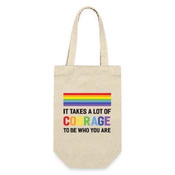 LGBTQ Pride Month – Es braucht viel Mut - Geschenkbeutel für Flaschen - Natur - Vorne