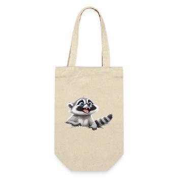 Lustiger Waschbär - Geschenkbeutel für Flaschen - Natur - Vorne