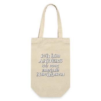 ich bin anders ich mag meine Nachbarn - Geschenkbeutel für Flaschen - Natur - Vorne