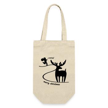 Rentier wartet auf den Weihnachtsmann - Geschenkbeutel für Flaschen - Natur - Vorne