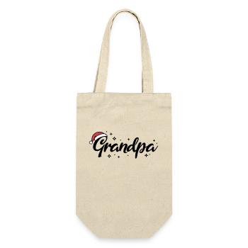 Weihnachtsmütze Grandpa Opa - Geschenkbeutel für Flaschen - Natur - Vorne