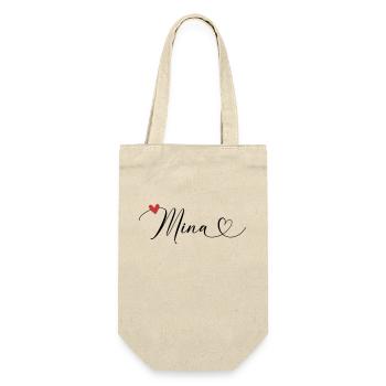 Mina Surname First name Calligraphy Heart - Gift Bag for Bottles - nature - Front