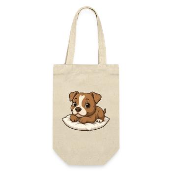 Cute Pitbull Cartoon Lying Cuddling Relaxing - Gift Bag for Bottles - nature - Front