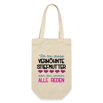 Verwöhnte Stiefmutter Spruch Bonusmama Stiefmama - Geschenkbeutel für Flaschen - Natur - Vorne