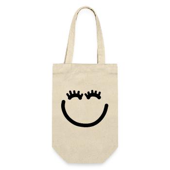 Happy face with eyelashes - Gift Bag for Bottles - nature - Front