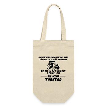 Doch in Wahrheit denke ich an mein Traktor - Geschenkbeutel für Flaschen - Natur - Vorne