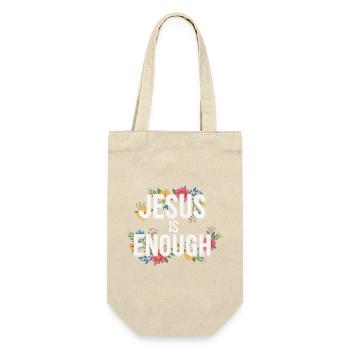 JESUS IS ENOUGH Bibelvers Spruch christlich floral - Geschenkbeutel für Flaschen - Natur - Vorne