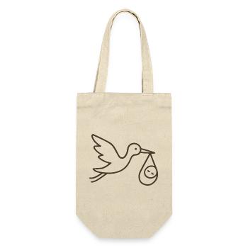 Cigogne avec bébé enfant - Arrivée minimale de bébé - Sac à bouteille - nature - Devant
