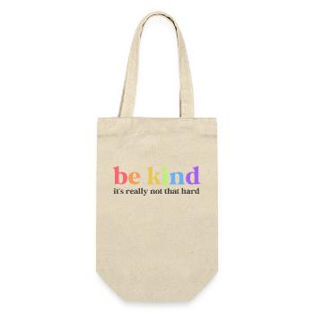 Be Kind Sei Nett Freundlich Inspiration Schulkind - Geschenkbeutel für Flaschen - Natur - Vorne