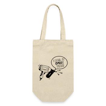 Humorvolles Spielzeug-Design mit Nagel-Werkzeug - Geschenkbeutel für Flaschen - Natur - Vorne