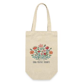 Wachsen Sie positive Gedanken Blumen glückliches T-Shirt - Geschenkbeutel für Flaschen - Natur - Vorne