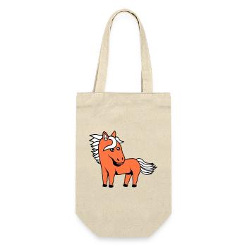 Pferd Süß Pony Fohlen Pferdemädchen Niedlich Comic - Geschenkbeutel für Flaschen - Natur - Vorne