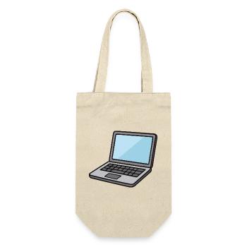  Laptop-Illustration Blau - Geschenkbeutel für Flaschen - Natur - Vorne