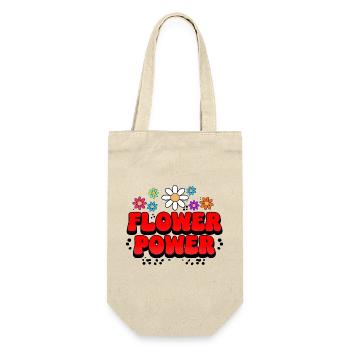Flower Power Retro Pop - Geschenkbeutel für Flaschen - Natur - Vorne