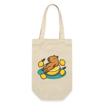 Chilling Capybara on Lemon Cartoon - Gift Bag for Bottles - nature - Front