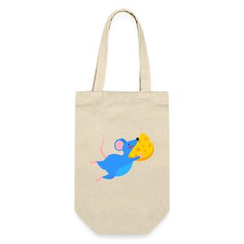 Happy Blue Mouse & Yellow Cheese - Gift Bag for Bottles - nature - Front