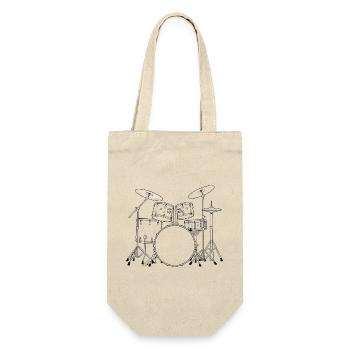 Black and White Drumset Sketch - Gift Bag for Bottles - nature - Front