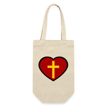 Croix et cœur - Sac à bouteille - nature - Devant