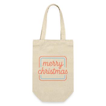 Neon Merry Christmas Lettering - Gift Bag for Bottles - nature - Front