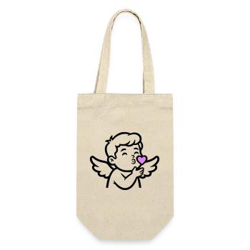 Süßer Amor Engel | Liebe & Valentinstag - Geschenkbeutel für Flaschen - Natur - Vorne
