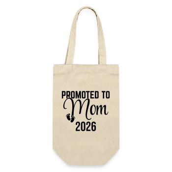 Promoted to Mom 2026 – New Mom 2026 Design - Gift Bag for Bottles - nature - Front