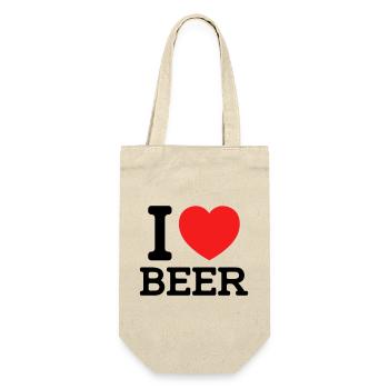 I love Beer (Farben änderbar) - Geschenkbeutel für Flaschen - Natur - Vorne