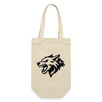 Wolf Kopf - Geschenkbeutel für Flaschen - Natur - Vorne