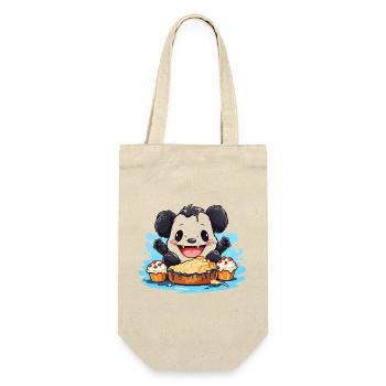 Panda de Kawaii avec festin de gâteau - Sac à bouteille - nature - Devant