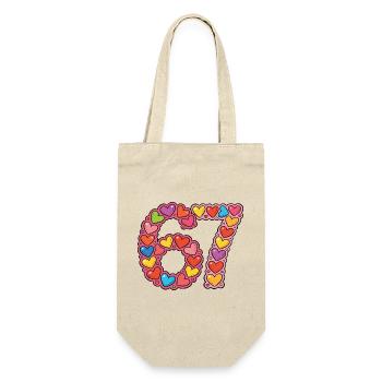 Herzmosaik 67 Bunte Liebeskritzelei - Geschenkbeutel für Flaschen - Natur - Vorne