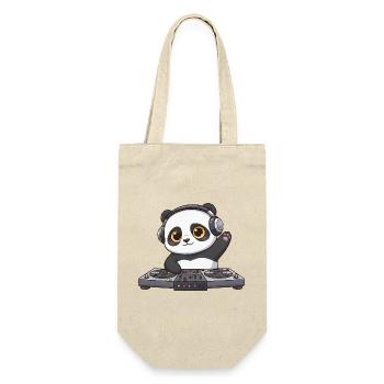 Panda DJ Tanzen Techno Musik Auflegen Party - Geschenkbeutel für Flaschen - Natur - Vorne